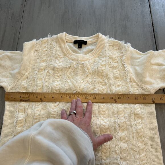 J Crew Cream Fringe Cable Knit Argyle Sweater Women’s Sz M Merino Wool Preppy - Picture 7 of 8